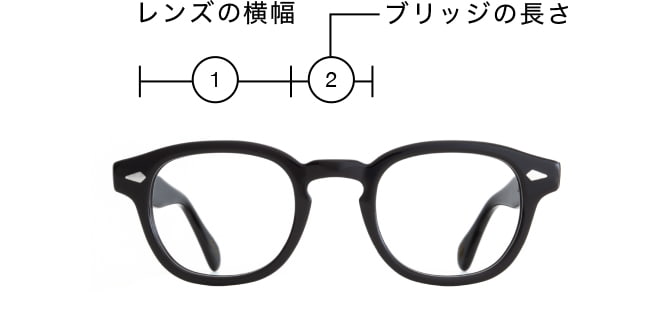 レンズの横幅 ブリッジの長さ